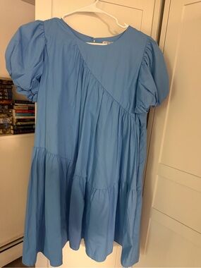 Hunter & Brown women’s Blue Puff-Sleeve Tiered Dress